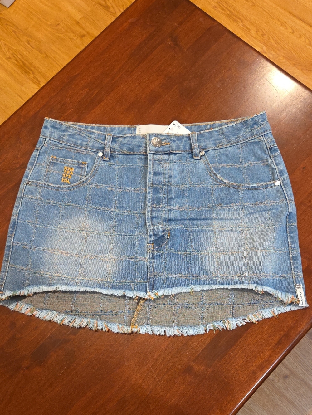 Free People One Teaspoon Light Blue Distressed Denim Mini Skirt